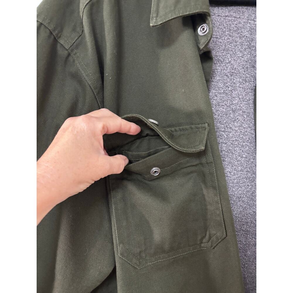 Duluth Trading Co Mens 3XL Tall Lined Canvas Shirt Jacket Olive Green Shacket - Picture 4 of 7